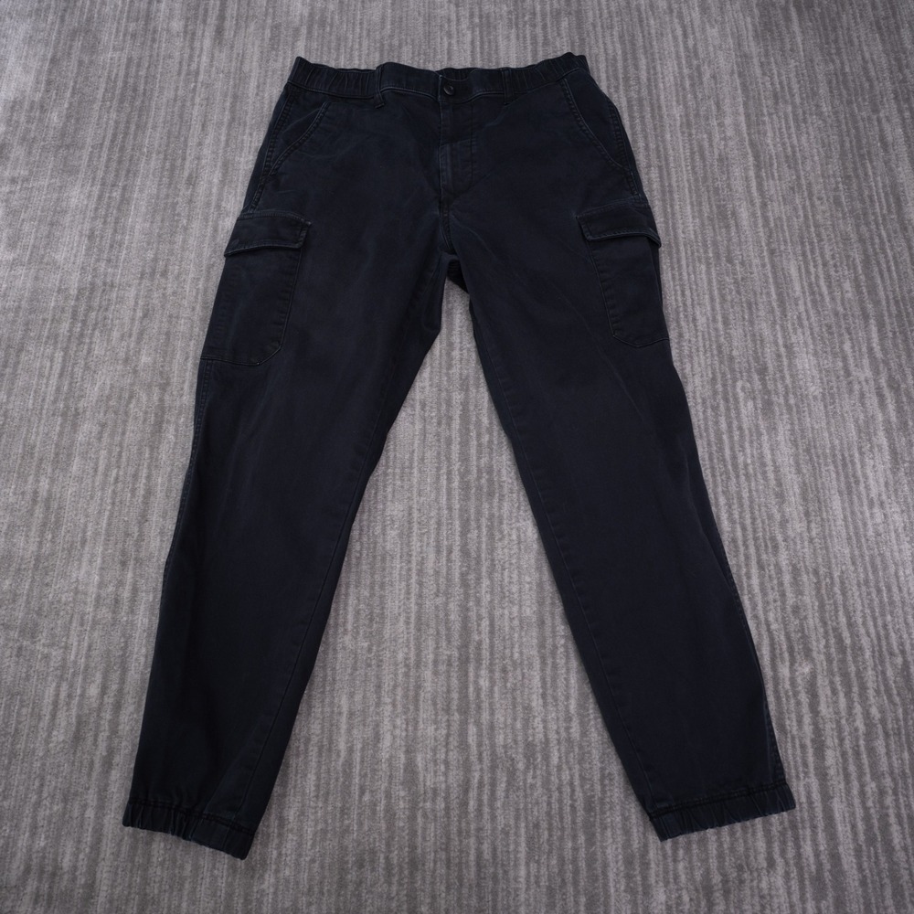 Uniqlo Cargo Jogger Pants Mens Medium Black Good Elastic Waist Tapered